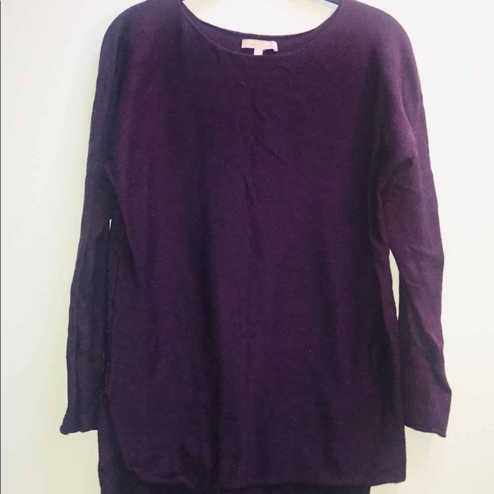 |Joan Vass| Hi Lo Purple Tunic Sweater Purple Sz S